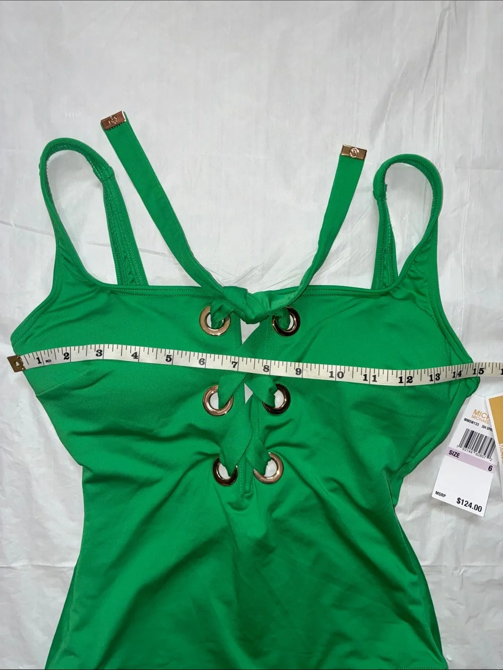 Michael Kors Emerald Green Lace-Up One-Piece Swimsuit